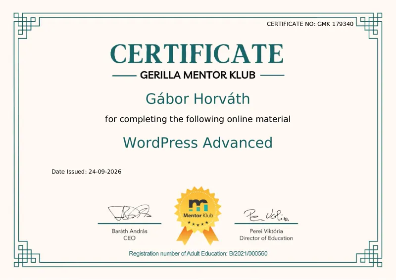 Gerilla Mentor Klub – WordPress Advanced