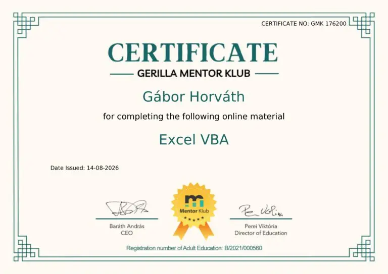 Gerilla Mentor Klub – Excel VBA